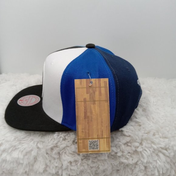 Brooklyn Nets Hat Black White Pinwheel NBA‎ 75th Snapback Retro Mitchell & Ness - Picture 2 of 7